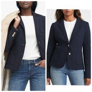 Banana Republic Navy Blue Tailored Wool-Blend Blazer